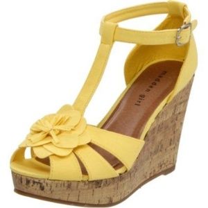 Madden Girl Yellow Flower Wedges